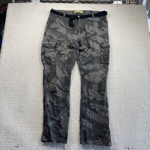 Y2K Wrangler Cargo Tech Pants Mens Size 38 x 32 Military Dark Gray Camo Workwear